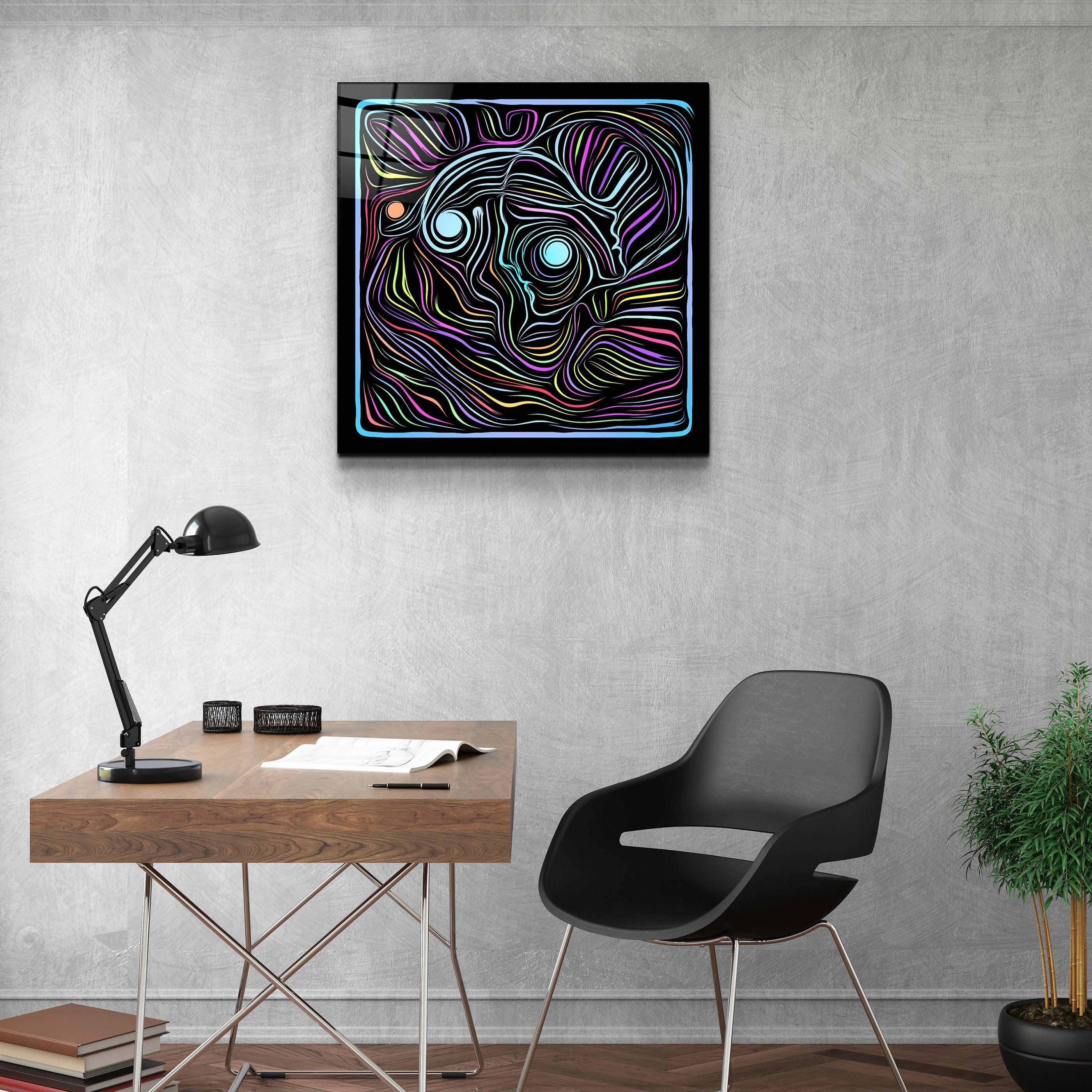 ・"Rainbow Line Faces V6"・Glass Wall Art - ArtDesigna Glass Printing Wall Art