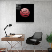 Colorful Recolored Designs Baseball glass wall art by Artdesigna showcasing vibrant, modern sports-themed glass decor.