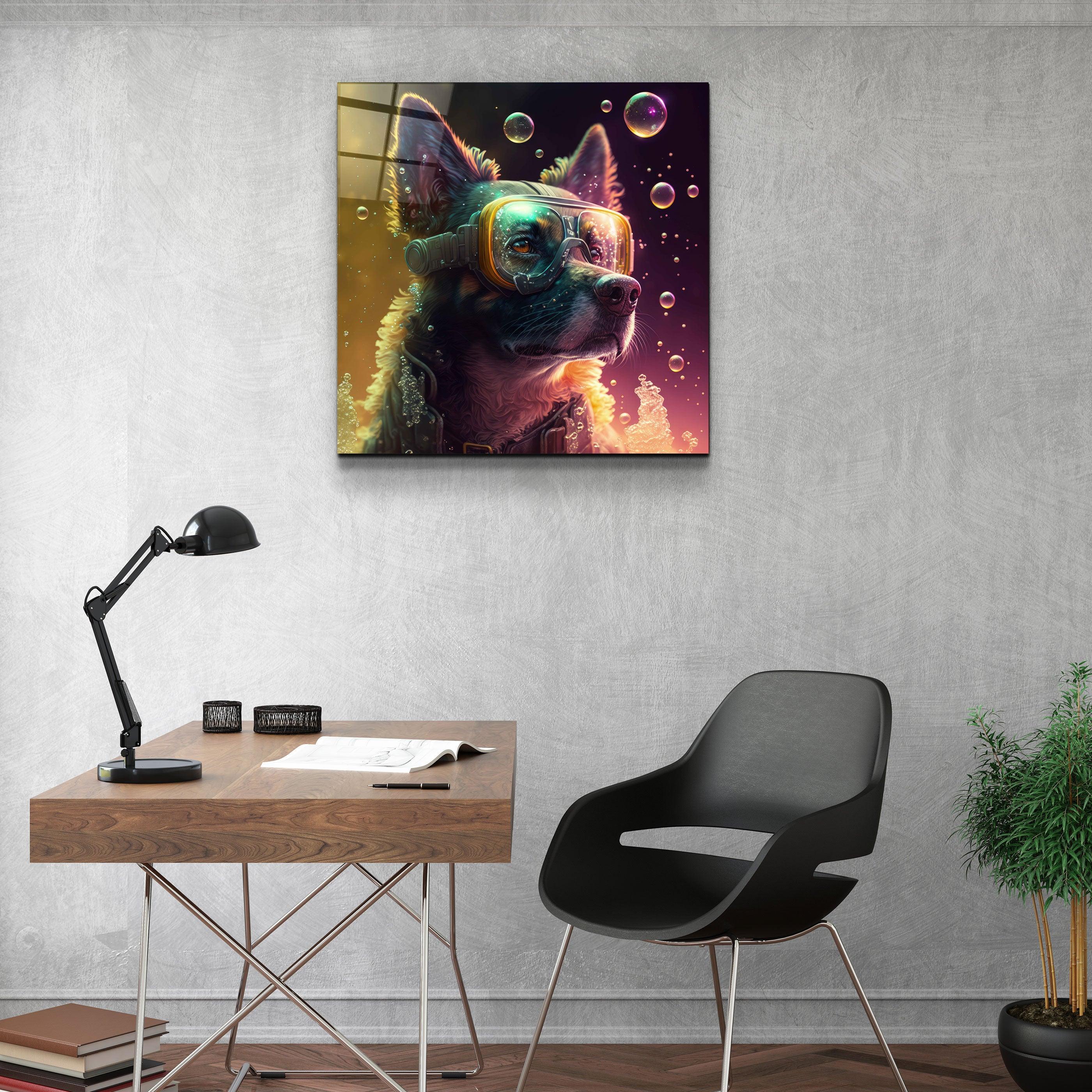 ."Spy Dog". Secret World Collection Glass Wall Art - ArtDesigna Glass Printing Wall Art
