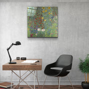 ."Gustav Klimt's Farm Garden with Sunflowers (1907)". Glass Wall Art - ArtDesigna Glass Printing Wall Art