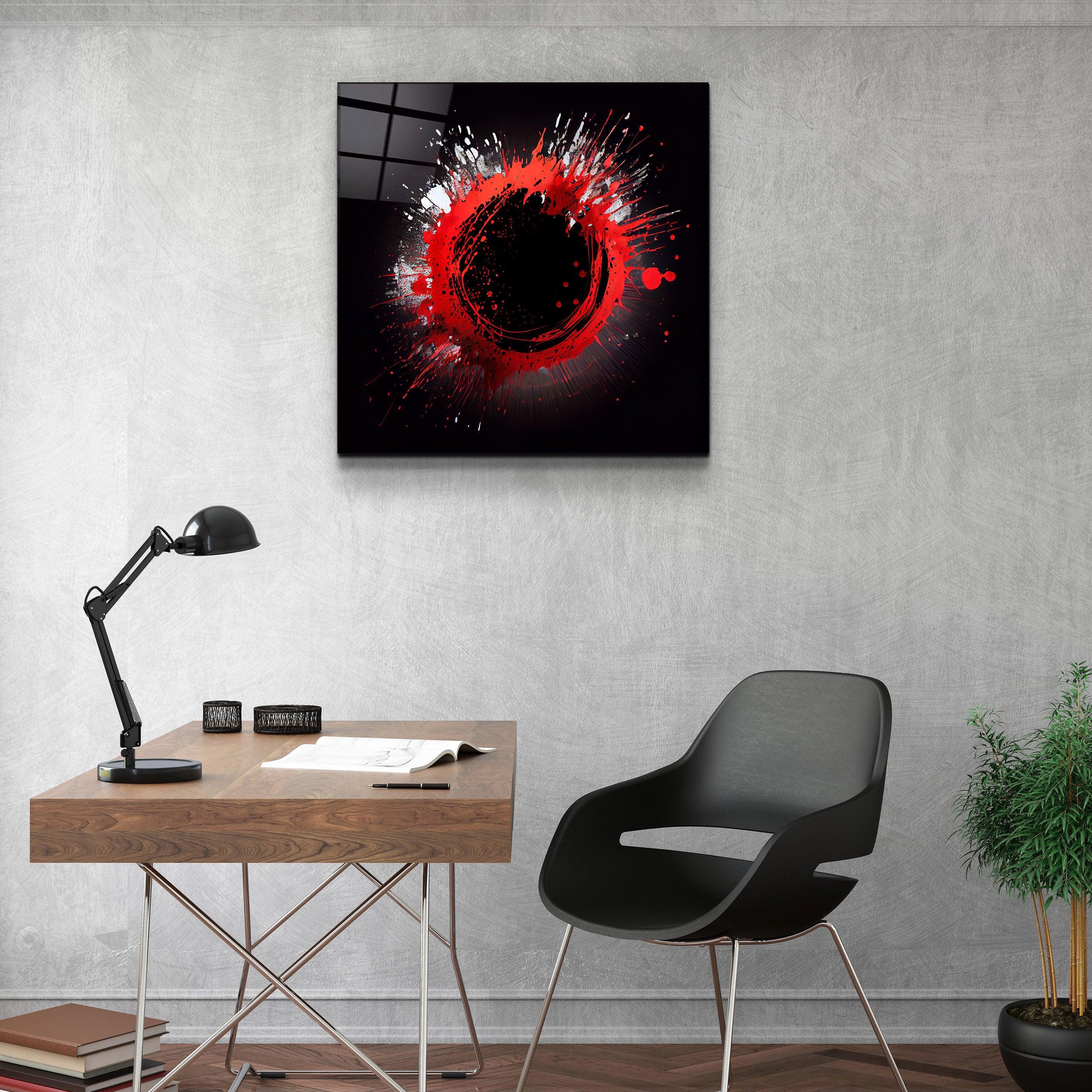 ."Paint Splash Ring-Red". Designer's Collection Glass Wall Art - ArtDesigna Glass Printing Wall Art