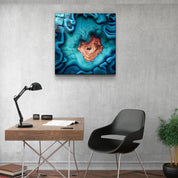 ."Heart of the Wood - Blue". Designer's Collection Glass the Wood Art - ArtDesigna Glass Printing Wall Art