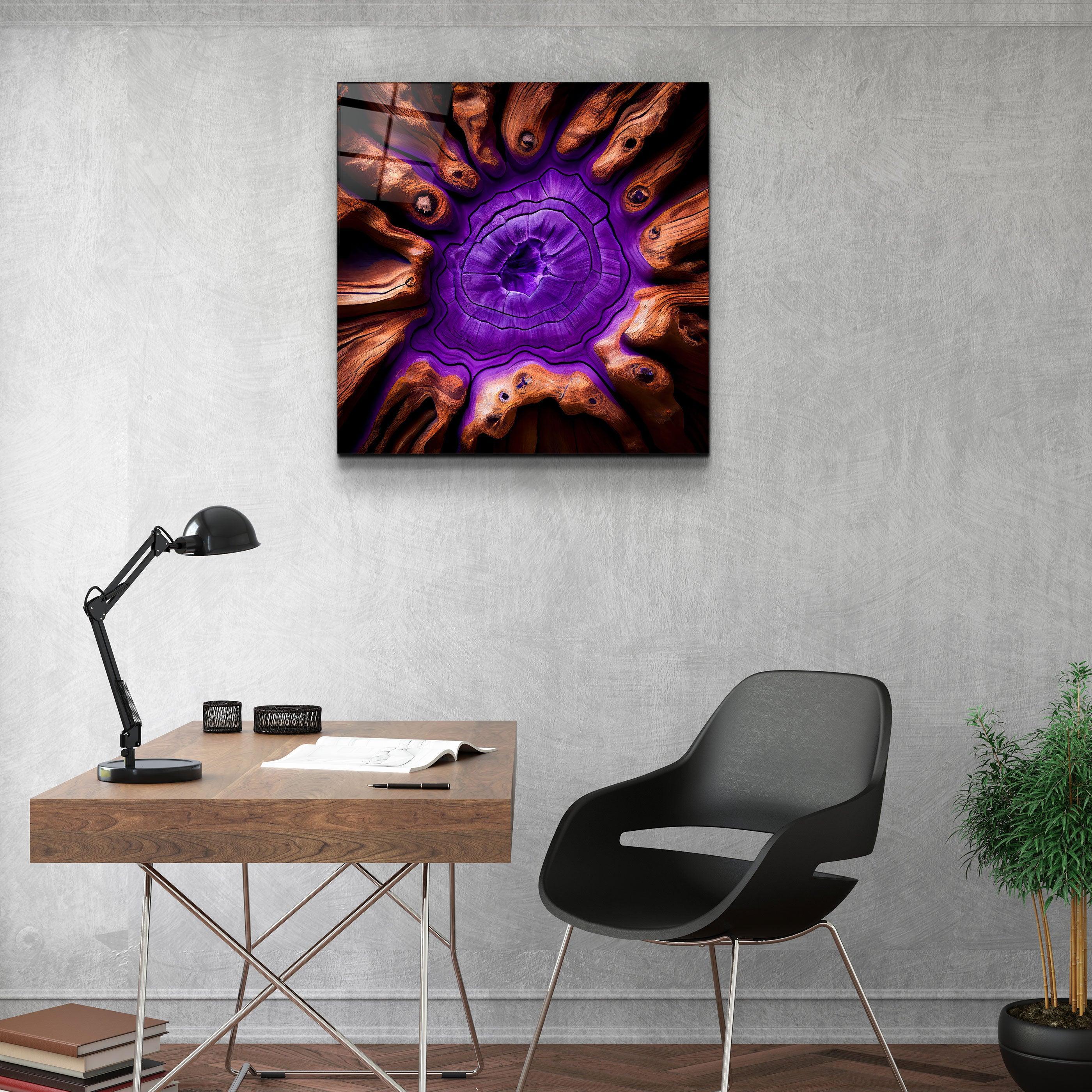 ."Heart of the Wood - Purple". Designer's Collection Glass the Wood Art - ArtDesigna Glass Printing Wall Art