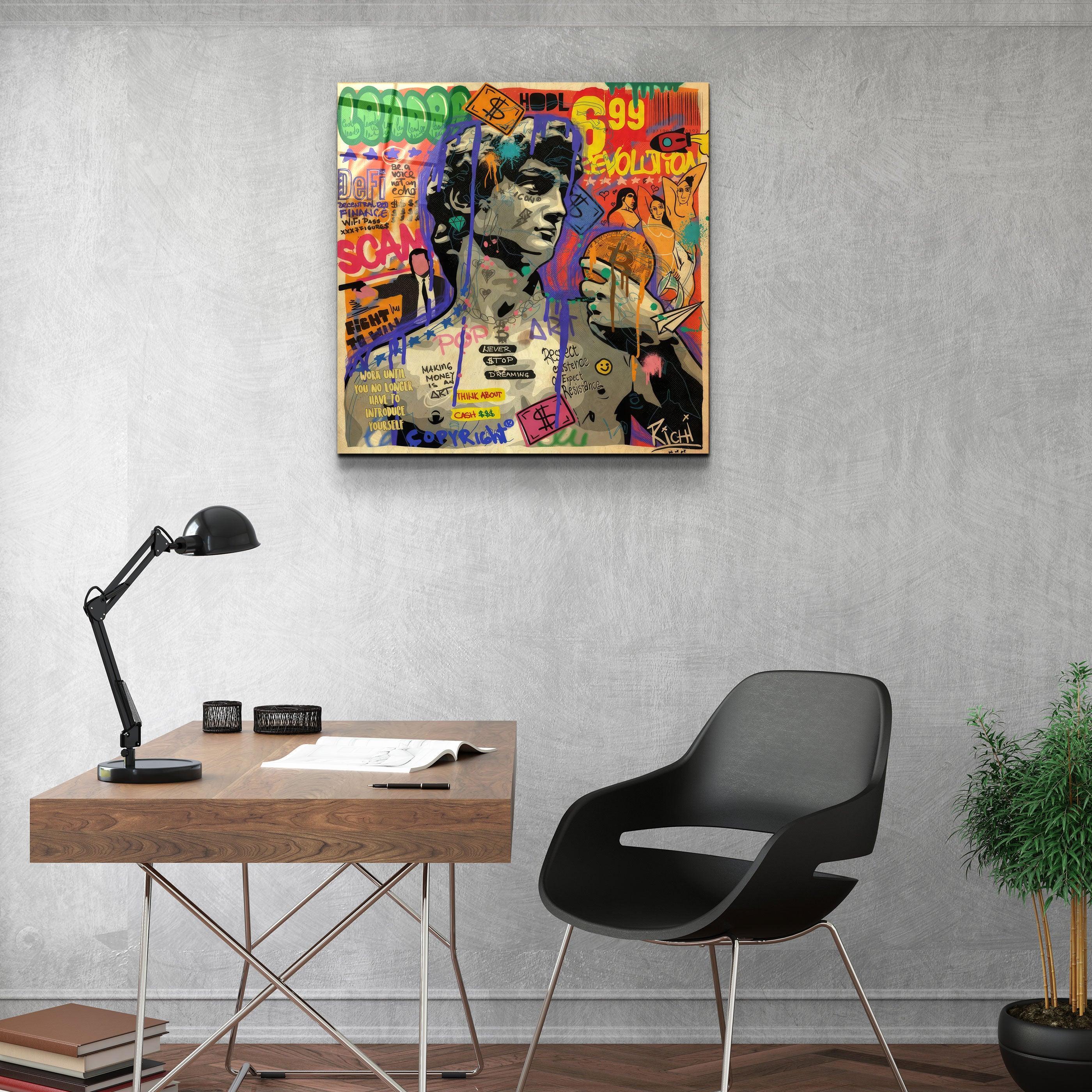 ."Statue Pop Art". Designer's Collection Glass Wall Art - ArtDesigna Glass Printing Wall Art