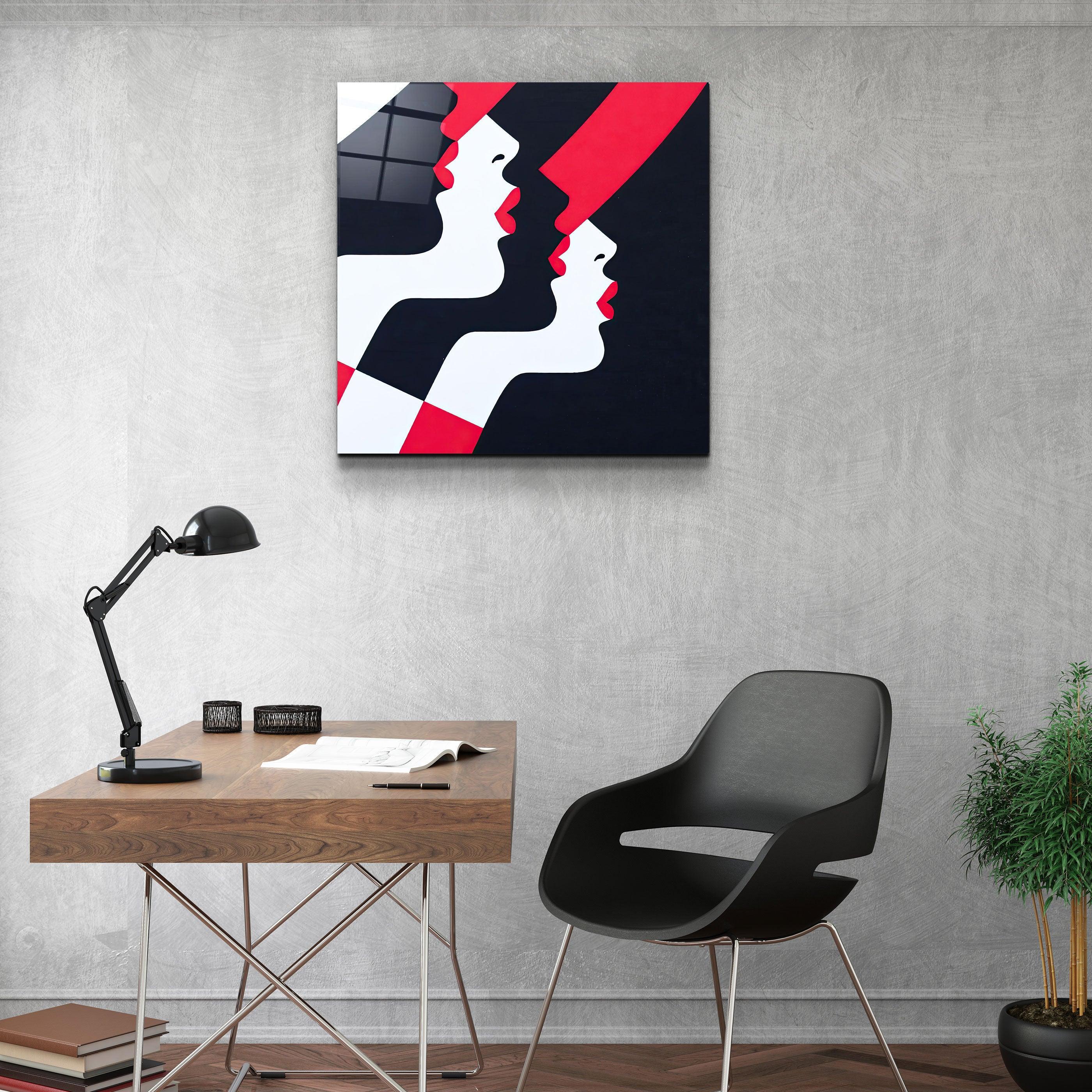 ."Retro Hats and Red Lips". Contemporary Collection Glass Wall Art - ArtDesigna Glass Printing Wall Art