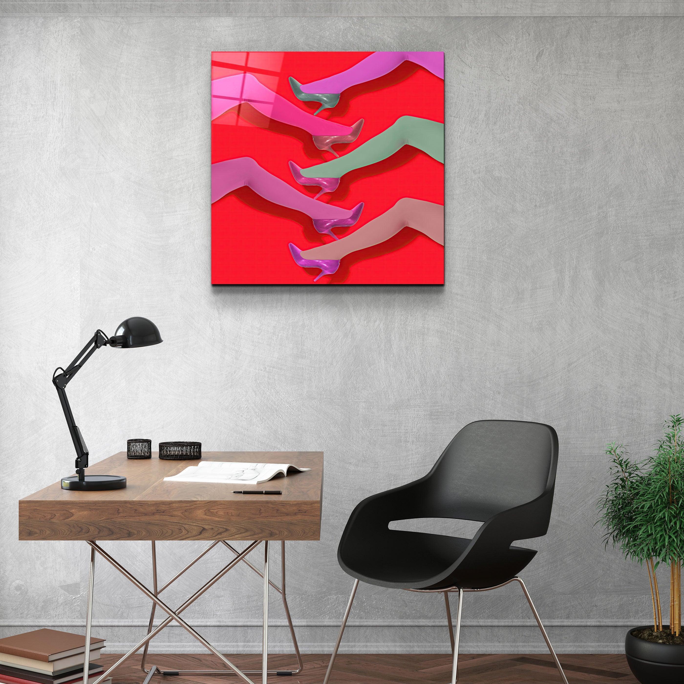 ."Legs with Retro Socks". Contemporary Collection Glass Wall Art - ArtDesigna Glass Printing Wall Art