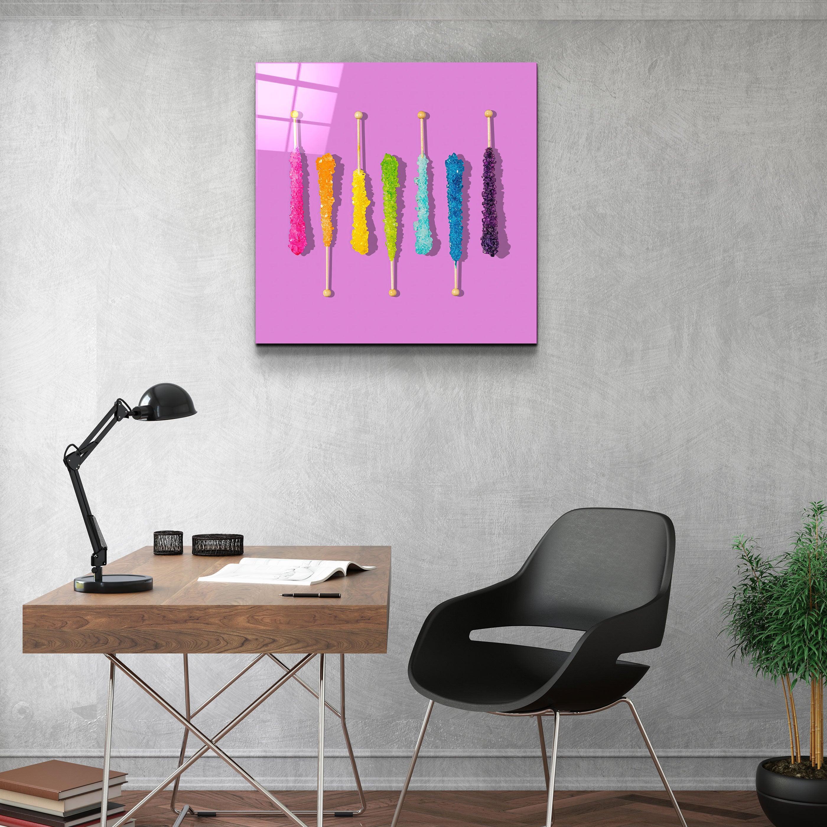 ."Sweet Sticks Retro". Contemporary Collection Glass Wall Art - ArtDesigna Glass Printing Wall Art