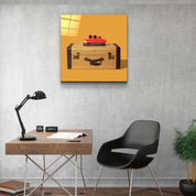 ."Retro Suitcase". Contemporary Collection Glass Wall Art - ArtDesigna Glass Printing Wall Art