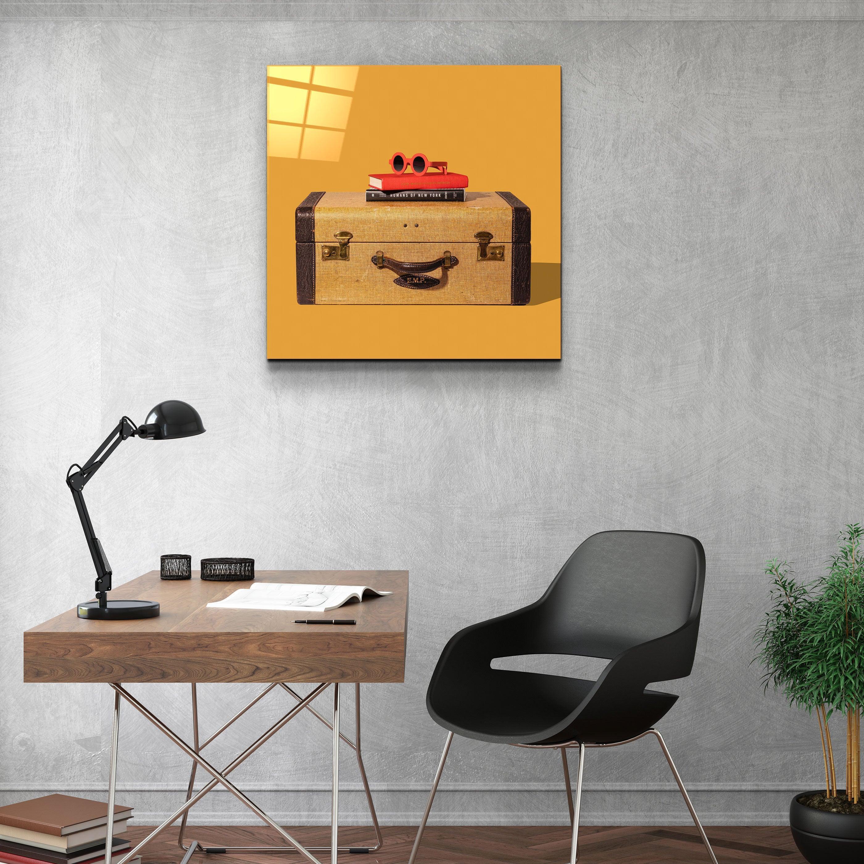 ."Retro Suitcase". Contemporary Collection Glass Wall Art - ArtDesigna Glass Printing Wall Art