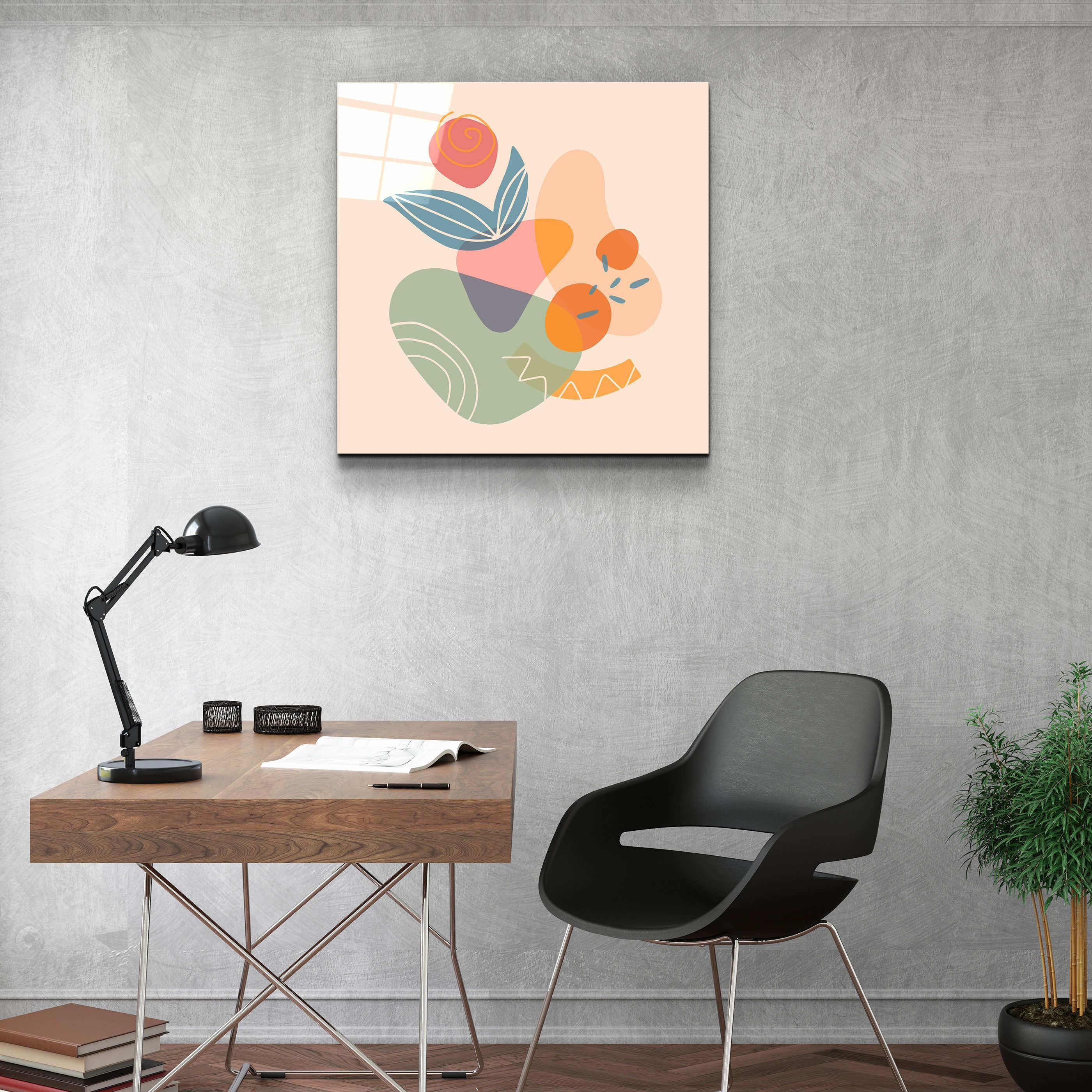 ."Terracota Abstract Flowers V3". Designer's Collection Glass Wall Art - ArtDesigna Glass Printing Wall Art