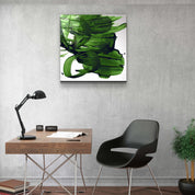 ."Green Abstract Brush Strokes". Designer's Collection Glass Wall Art - ArtDesigna Glass Printing Wall Art