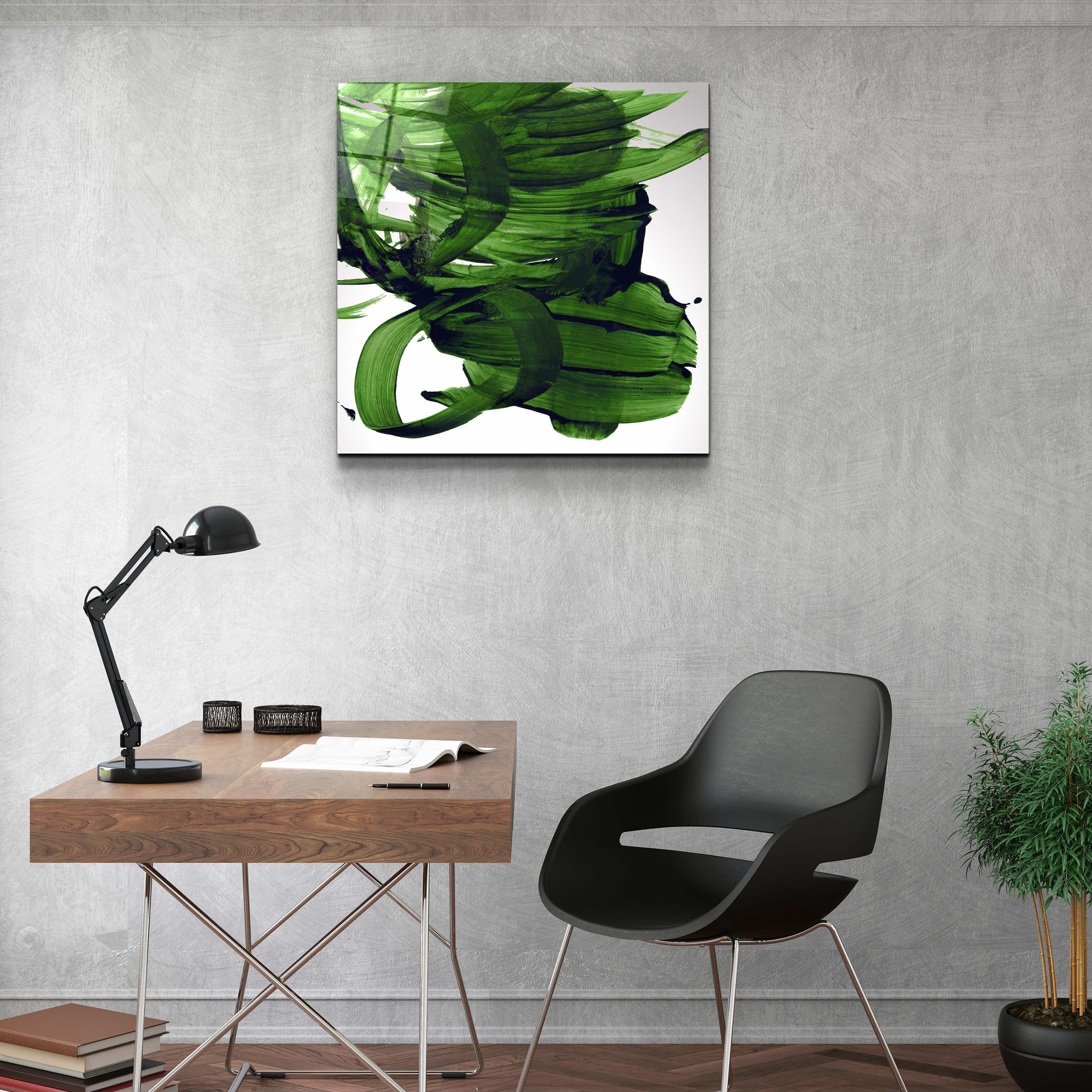 ."Green Abstract Brush Strokes". Designer's Collection Glass Wall Art - ArtDesigna Glass Printing Wall Art