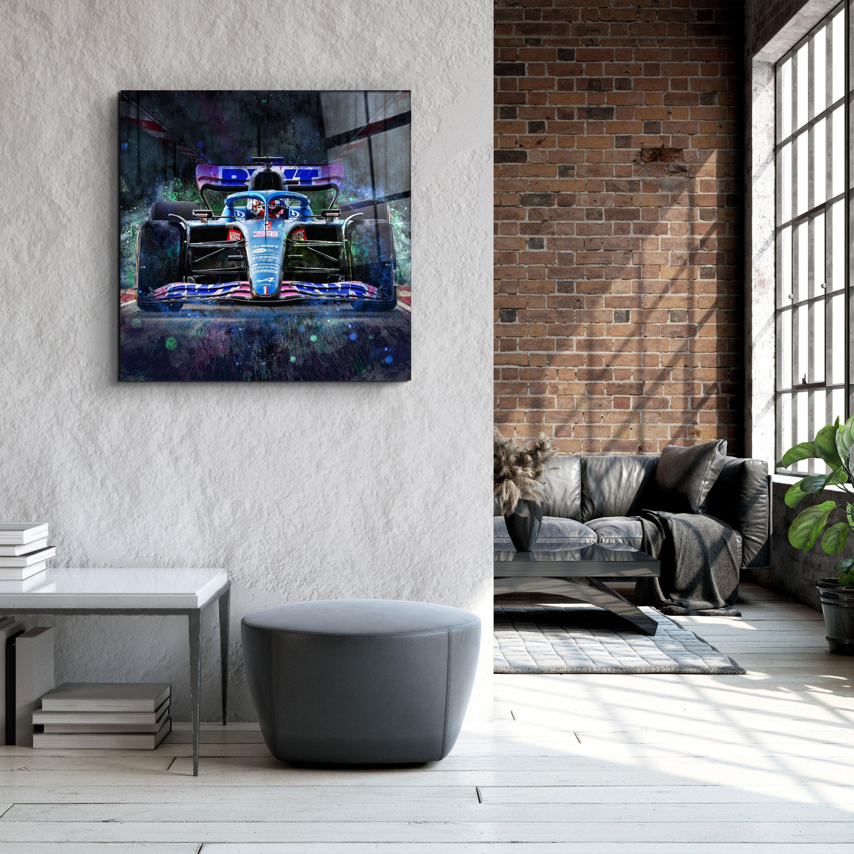 ."AlpineF1 Team". Designer's Collection Glass Wall Art - ArtDesigna Glass Printing Wall Art