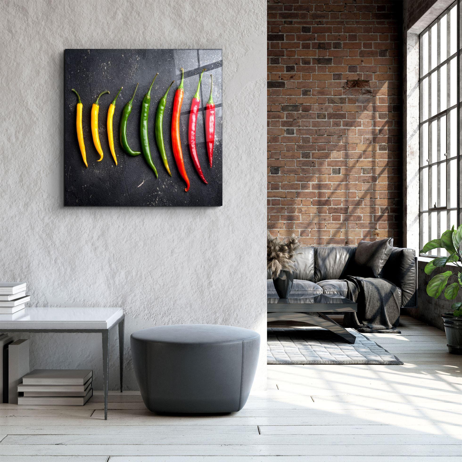 ・"Colorful Peppers"・Glass Wall Art - ArtDesigna Glass Printing Wall Art