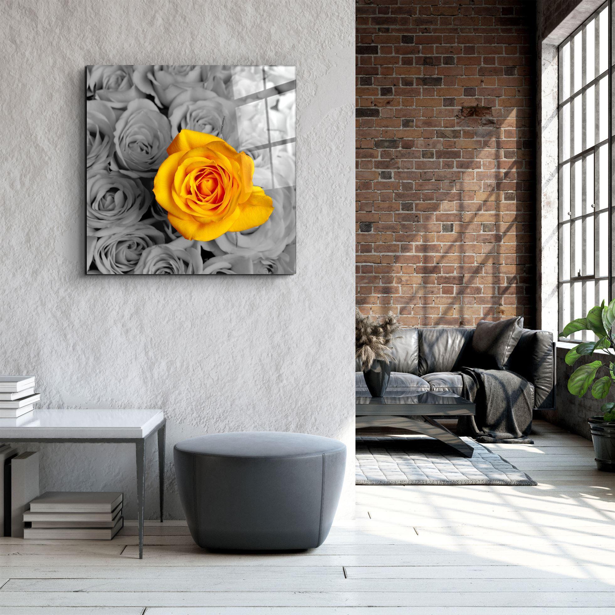 ・"Yellow Rose"・Glass Wall Art - ArtDesigna Glass Printing Wall Art