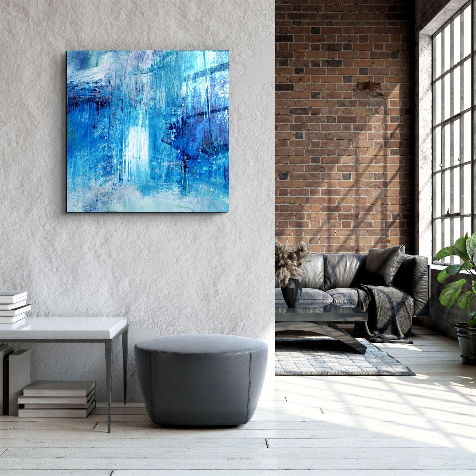 Blue Dreams Abstract | Glass Wall Art - Artdesigna