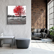 ・"Red Tree"・Glass Wall Art - ArtDesigna Glass Printing Wall Art