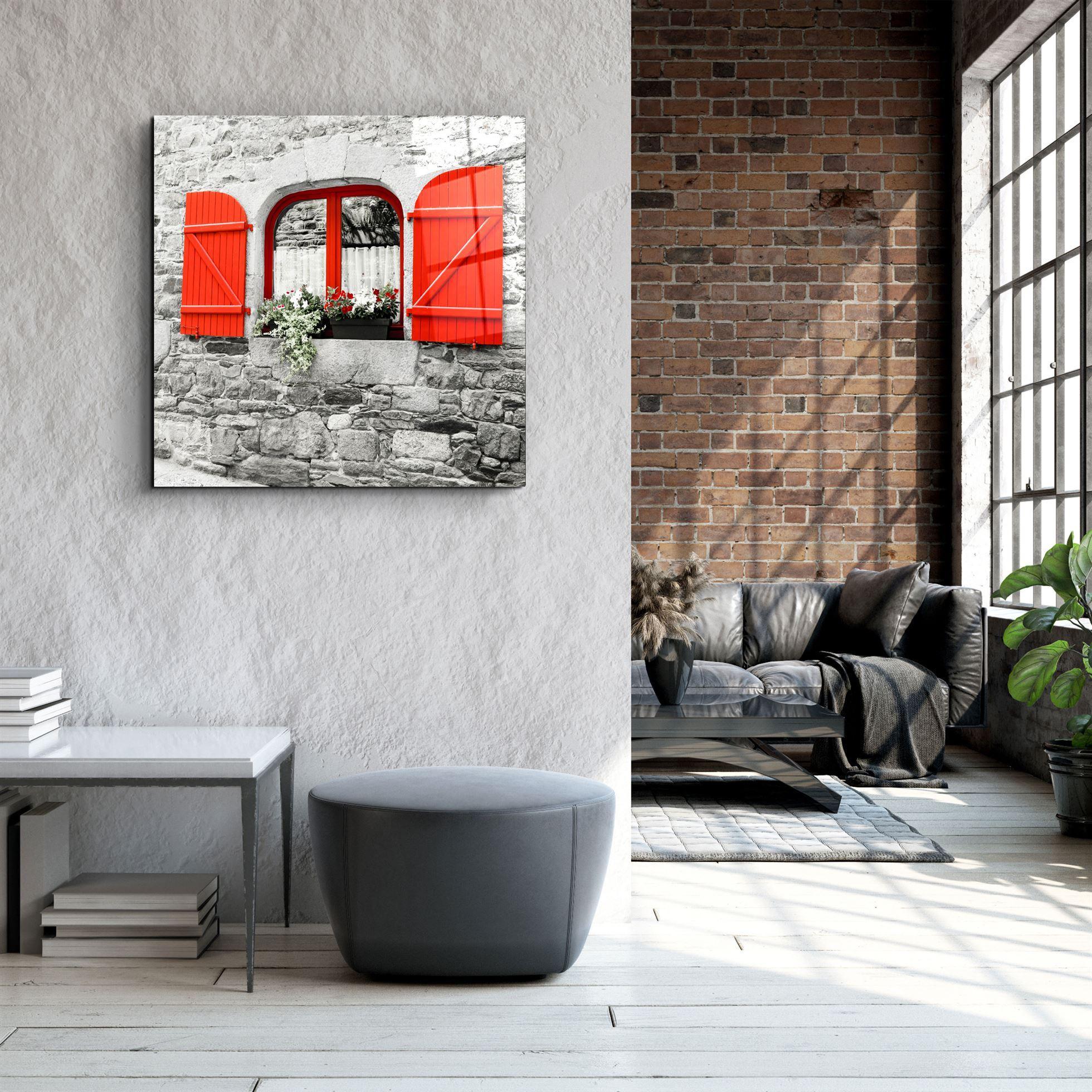 ・"Red Window"・Glass Wall Art - ArtDesigna Glass Printing Wall Art