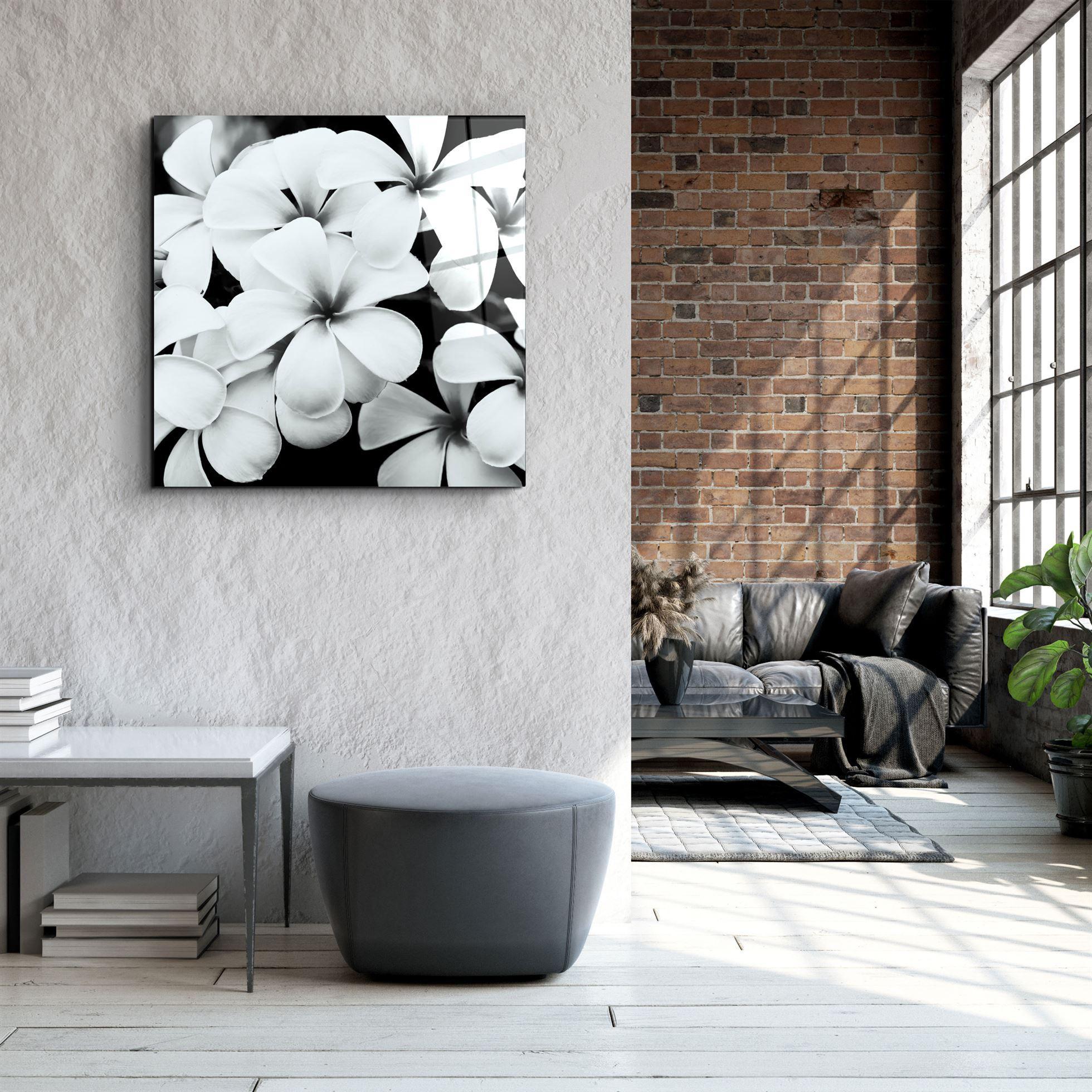 ・"Black and White Flowers"・Glass Wall Art - ArtDesigna Glass Printing Wall Art