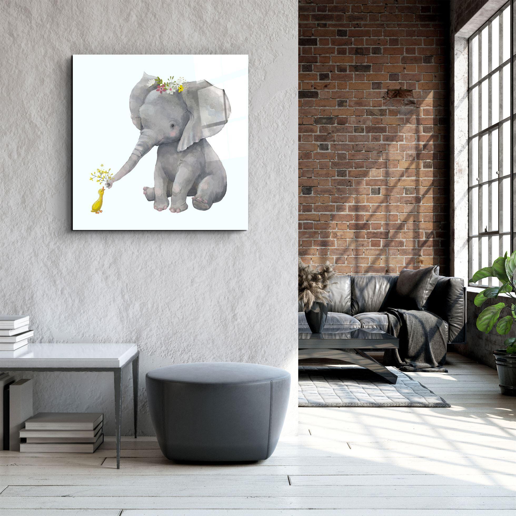 ・"Elephant and Duck"・Glass Wall Art - ArtDesigna Glass Printing Wall Art