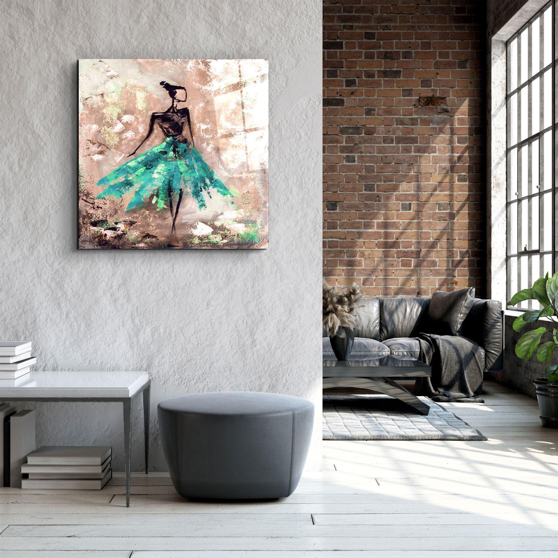 ・"Woman (Green)"・Glass Wall Art - ArtDesigna Glass Printing Wall Art