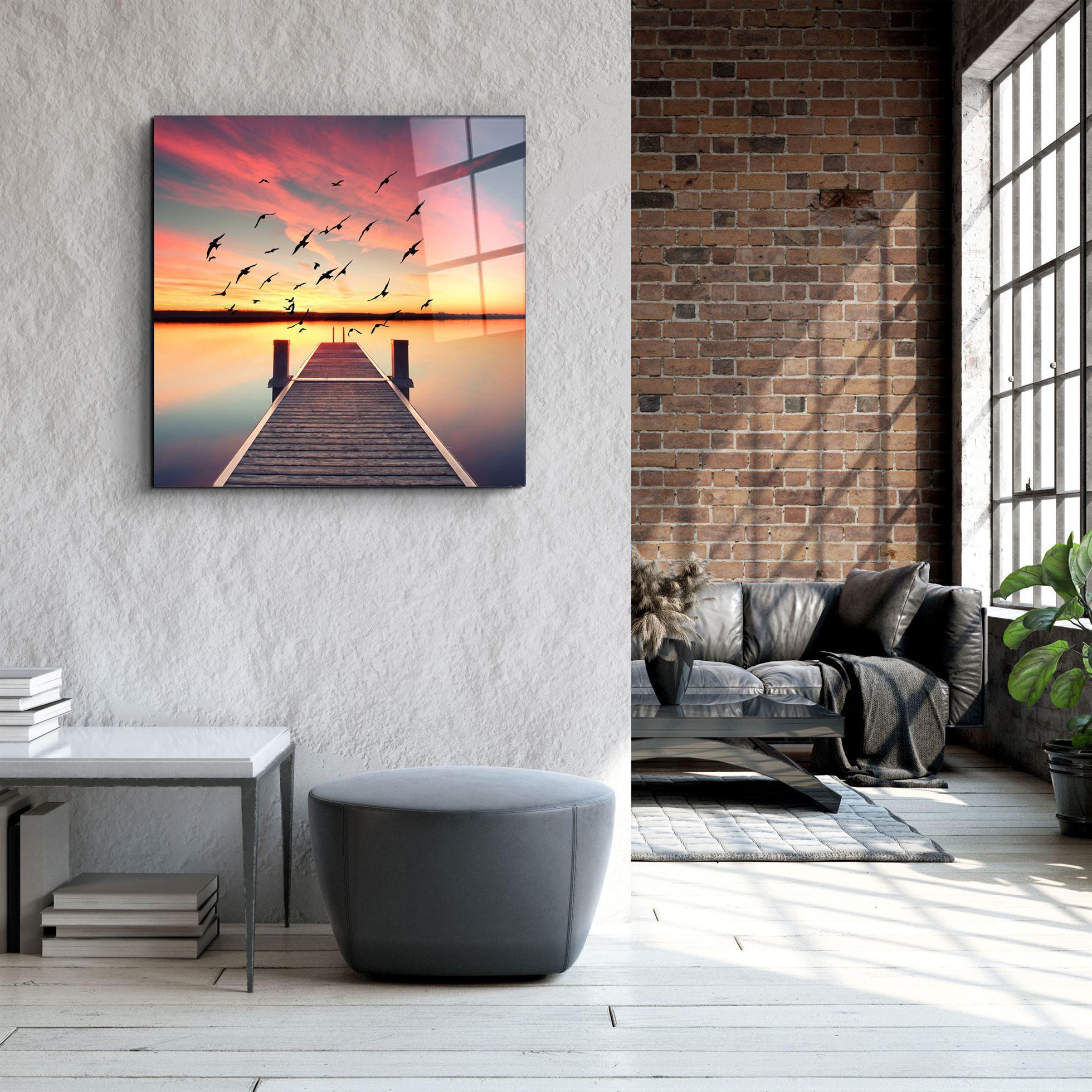 ・"Red Dock"・Glass Wall Art - ArtDesigna Glass Printing Wall Art