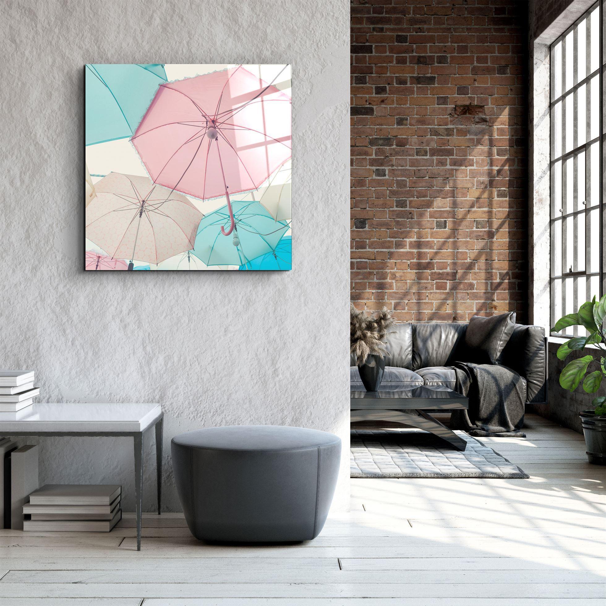 ・"Colorful Umbrellas"・Glass Wall Art - ArtDesigna Glass Printing Wall Art