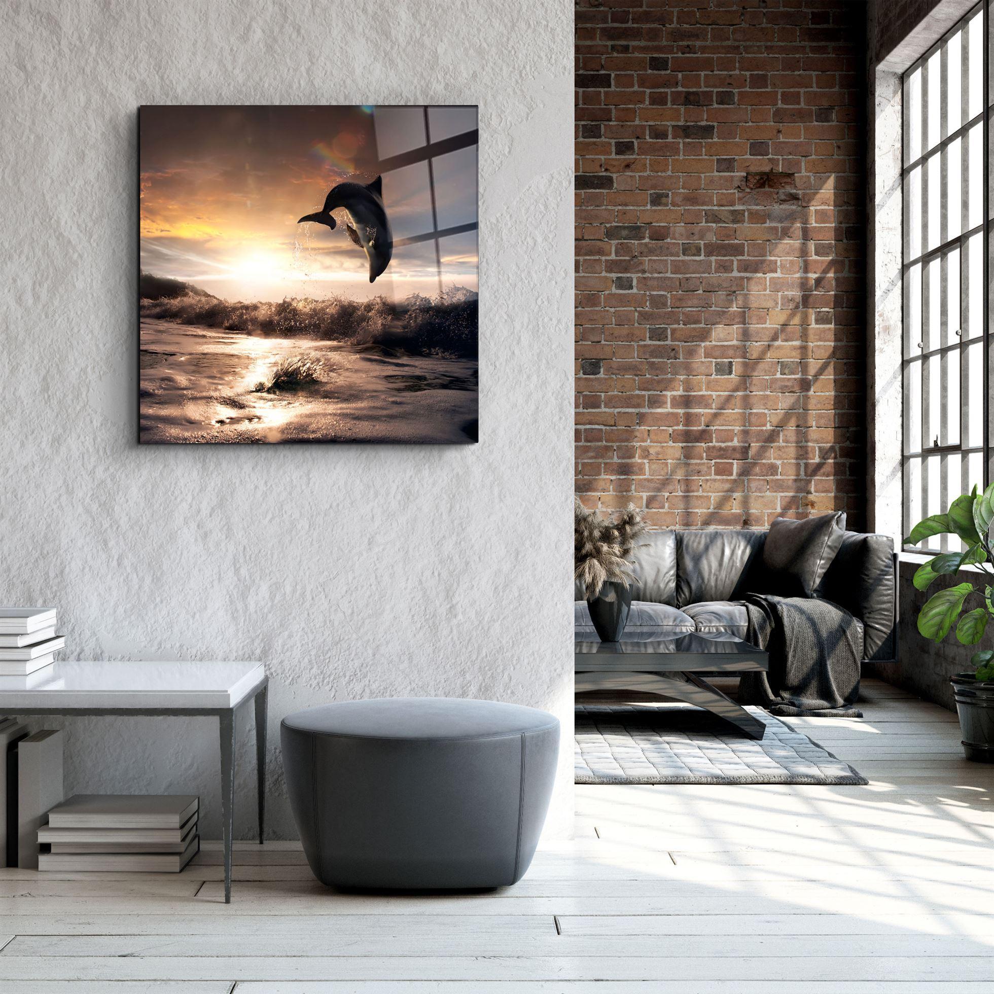 ・"Dolphin"・Glass Wall Art - ArtDesigna Glass Printing Wall Art