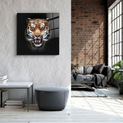 Tiger's Gaze | Glass Wall Art - Artdesigna
