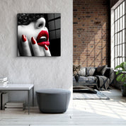 ・"Red Lips"・Glass Wall Art - ArtDesigna Glass Printing Wall Art