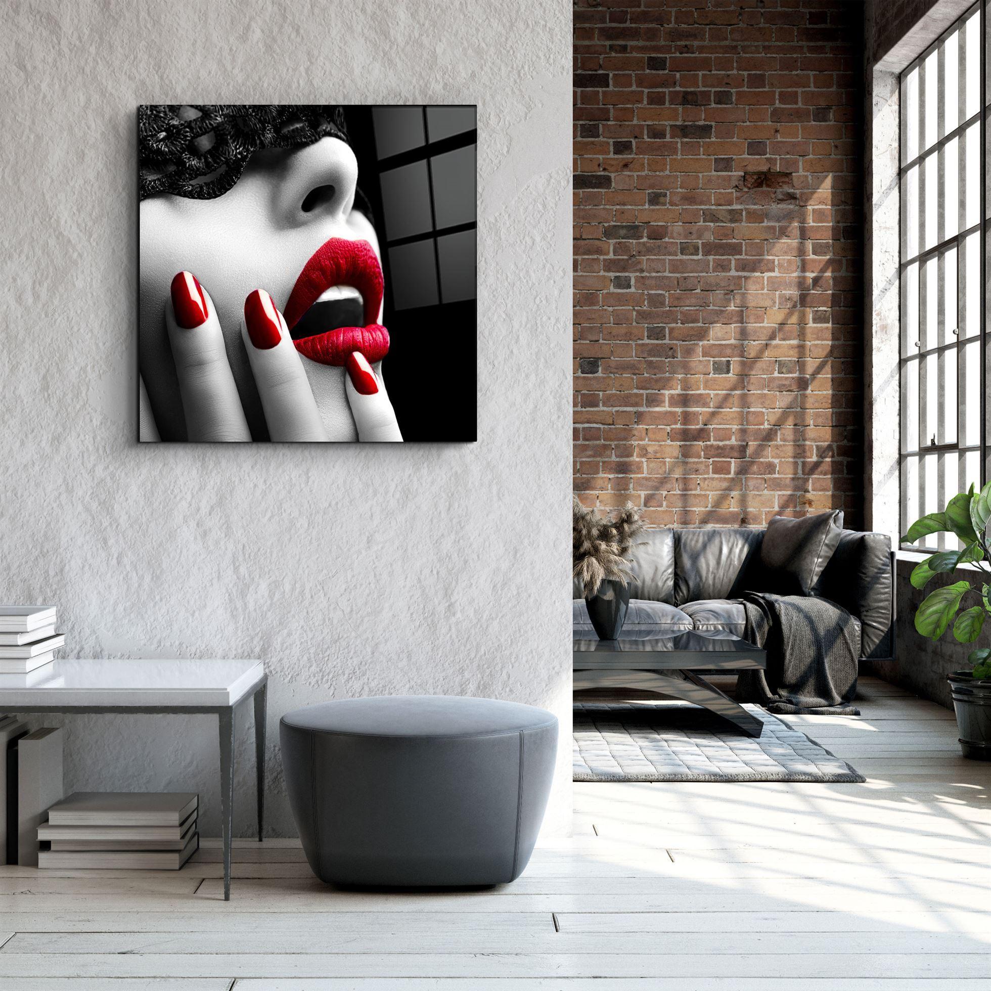 ・"Red Lips"・Glass Wall Art - ArtDesigna Glass Printing Wall Art