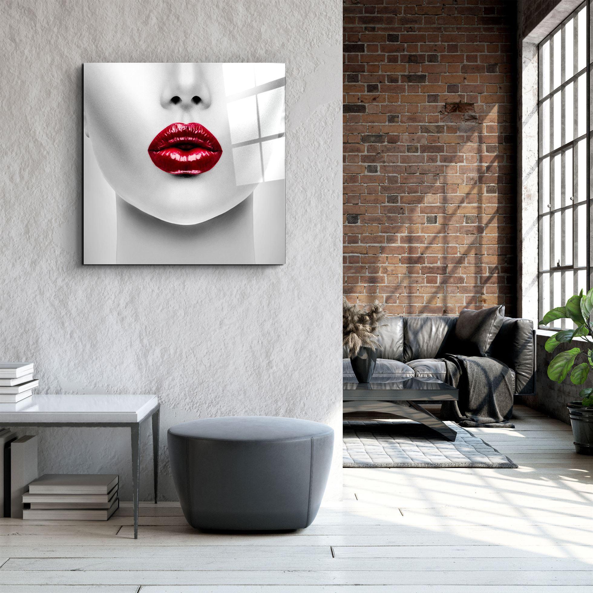 ・"Red Lips"・Glass Wall Art - ArtDesigna Glass Printing Wall Art