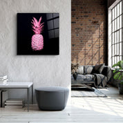 ・"Pink Pineapple"・Glass Wall Art - ArtDesigna Glass Printing Wall Art
