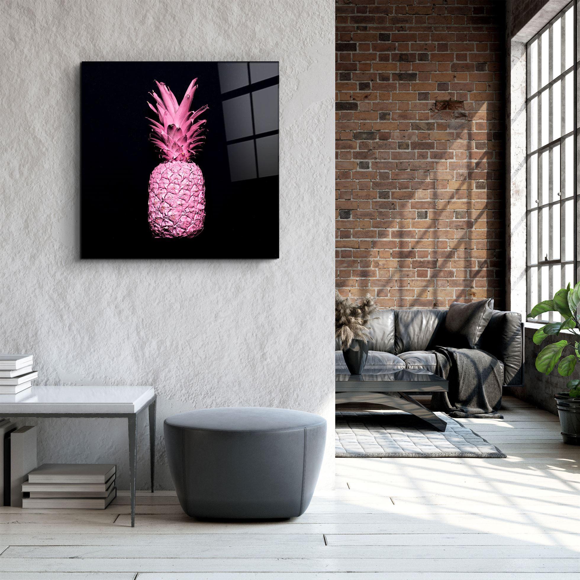 ・"Pink Pineapple"・Glass Wall Art - ArtDesigna Glass Printing Wall Art