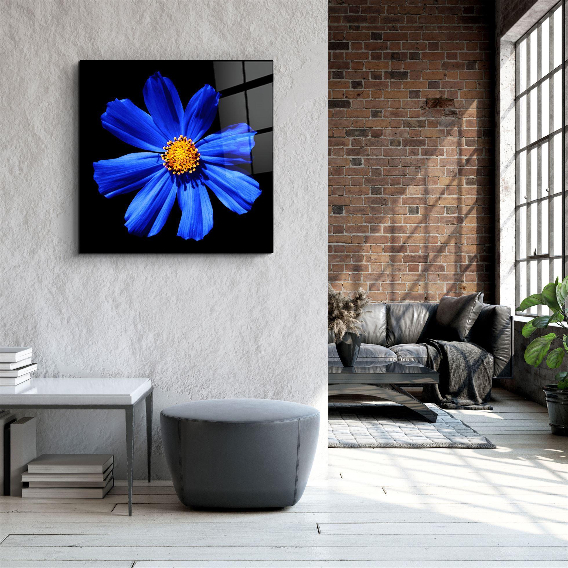 ・"Blue Flower"・Glass Wall Art - ArtDesigna Glass Printing Wall Art