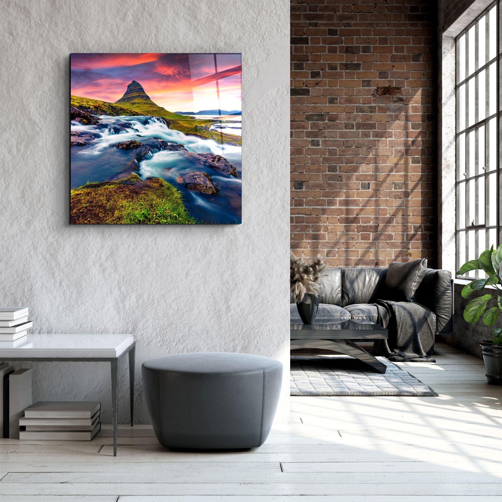 ・"Mountain River Landscape"・Glass Wall Art - ArtDesigna Glass Printing Wall Art