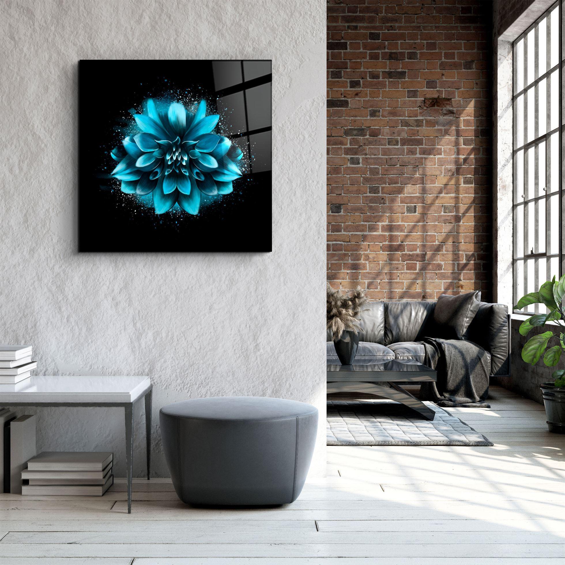 ・"Blue Flower"・Glass Wall Art - ArtDesigna Glass Printing Wall Art