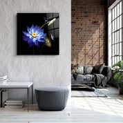 ・"Blue Flower"・Glass Wall Art - ArtDesigna Glass Printing Wall Art