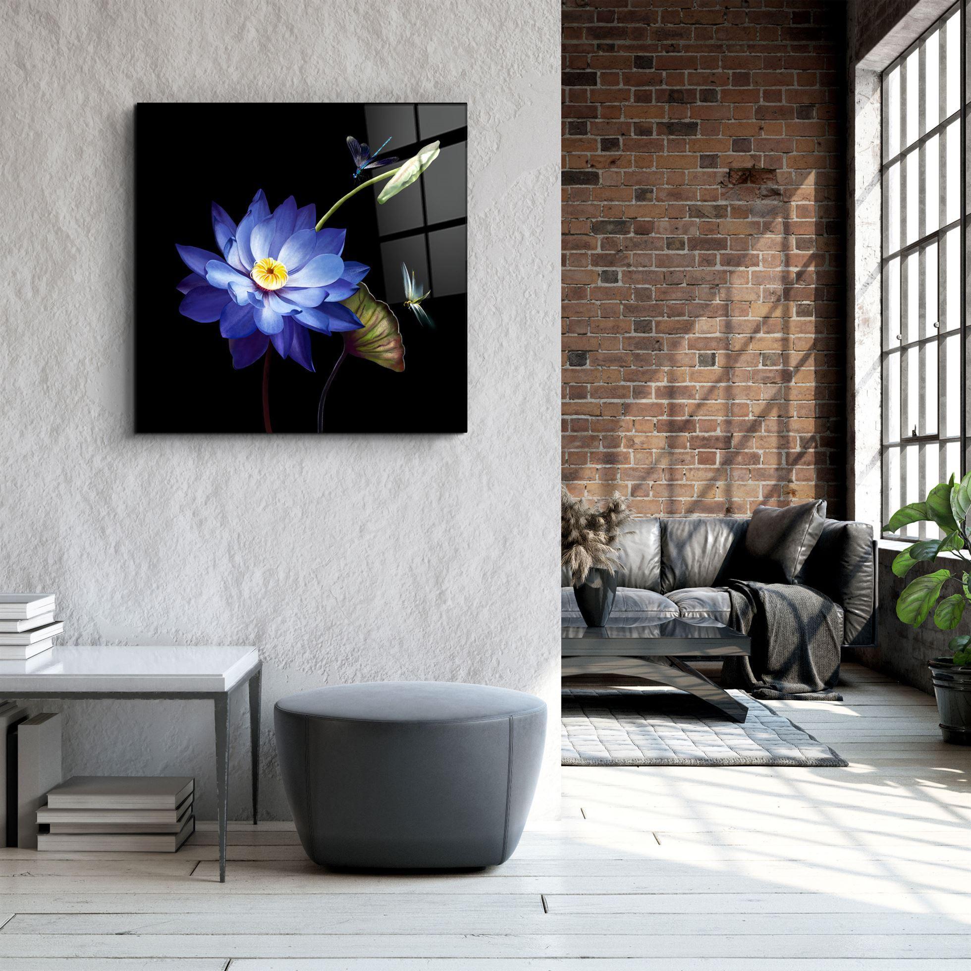 ・"Blue Flower"・Glass Wall Art - ArtDesigna Glass Printing Wall Art