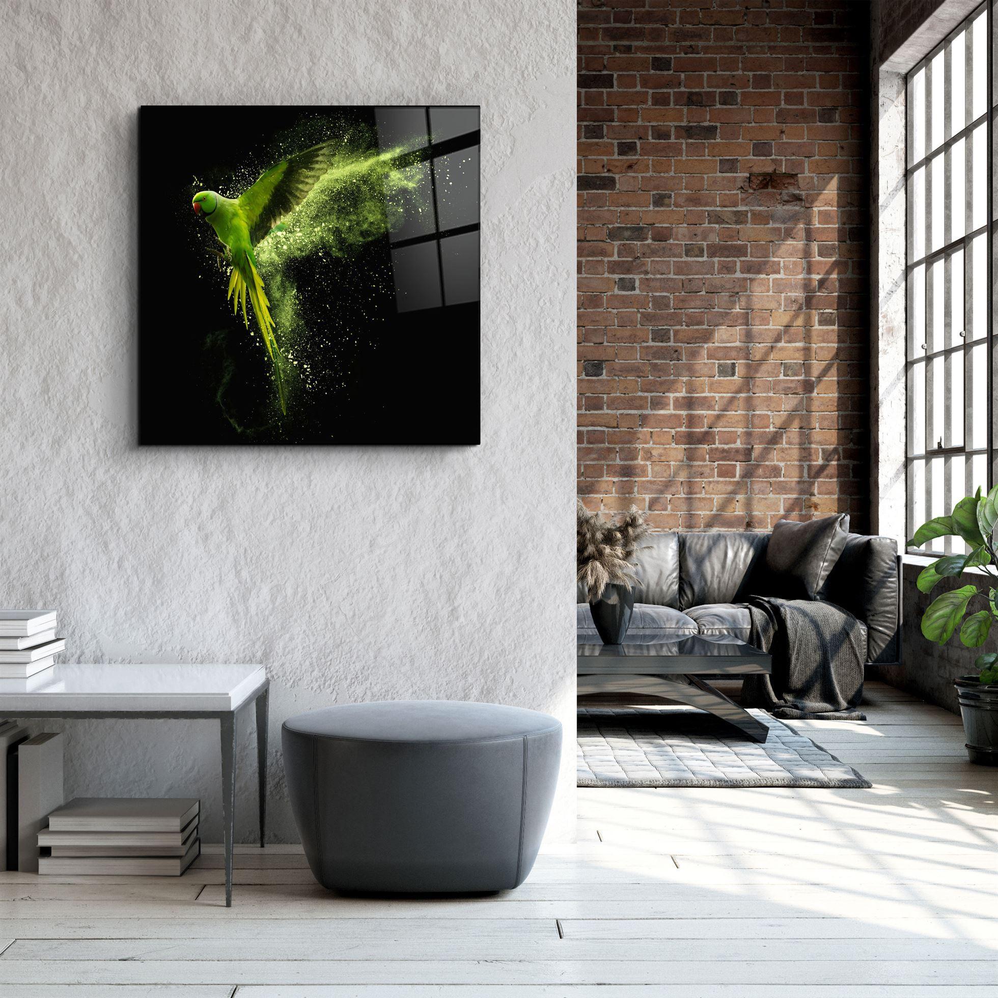・"Green Parrot"・Glass Wall Art - ArtDesigna Glass Printing Wall Art