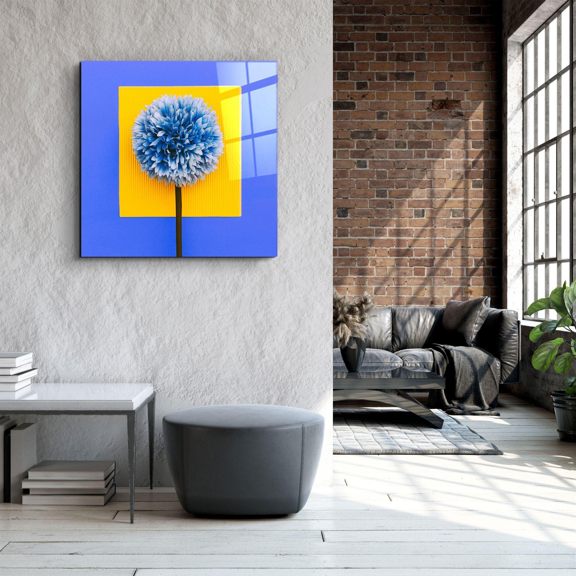 ・"Blue Flower"・Glass Wall Art - ArtDesigna Glass Printing Wall Art