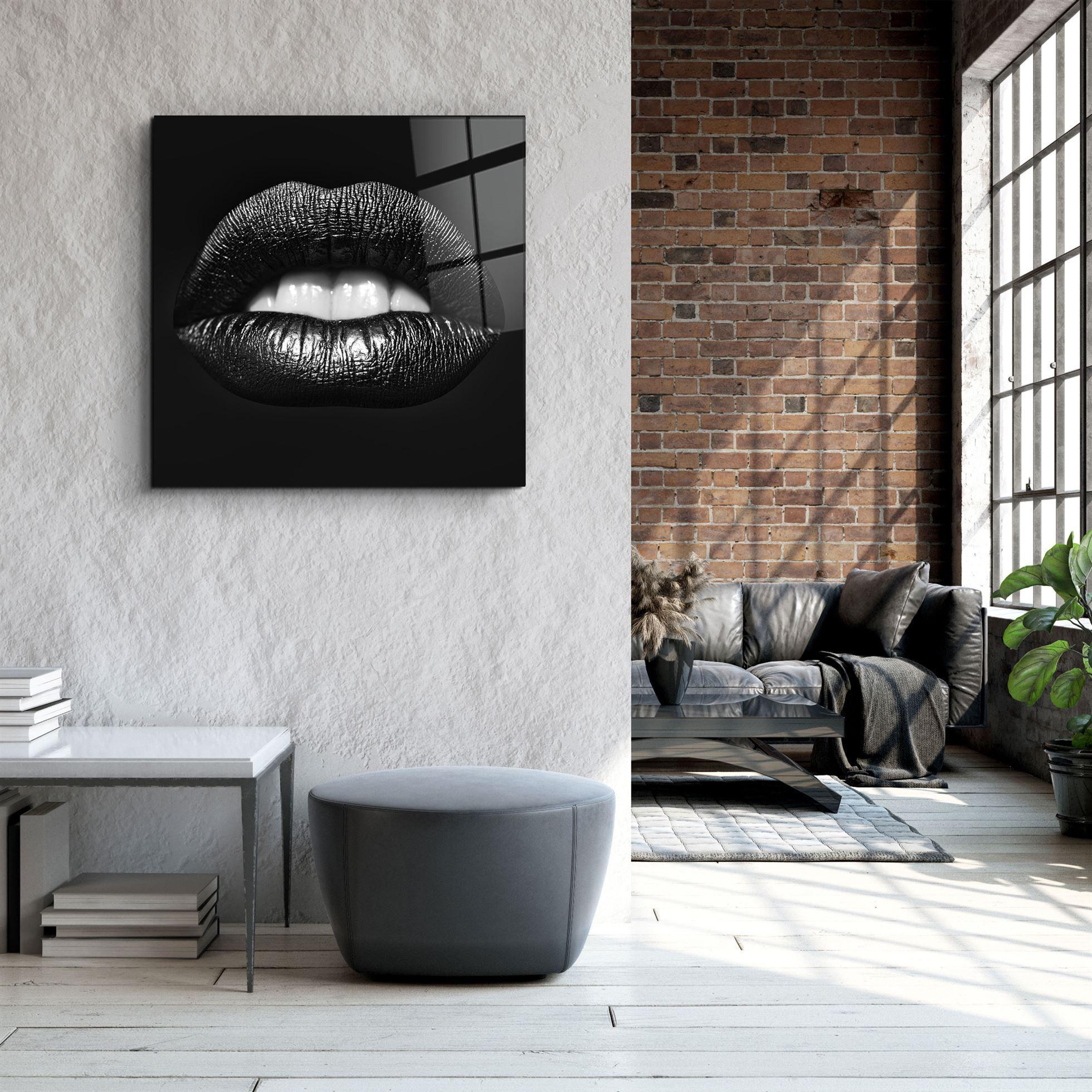 ・"Black Lips"・Glass Wall Art - ArtDesigna Glass Printing Wall Art
