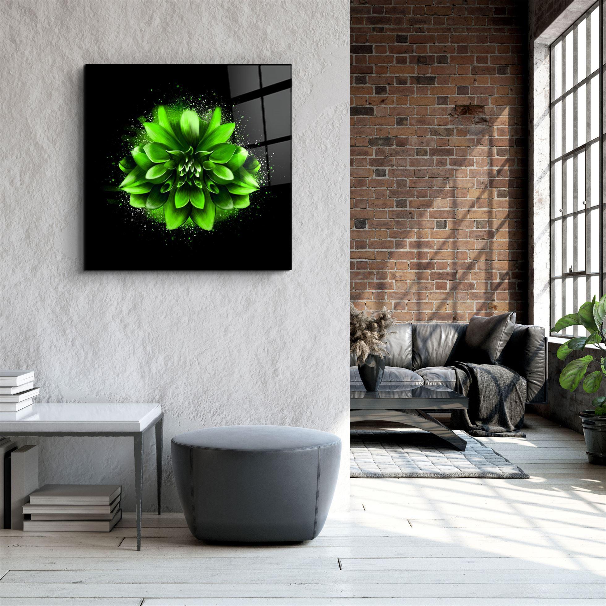 ・"Green Flower"・Glass Wall Art - ArtDesigna Glass Printing Wall Art