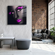 ・"Pink Lips and Eyes"・Glass Wall Art - ArtDesigna Glass Printing Wall Art