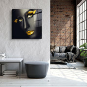 ・"Yellow Lips and Eyes"・Glass Wall Art - ArtDesigna Glass Printing Wall Art