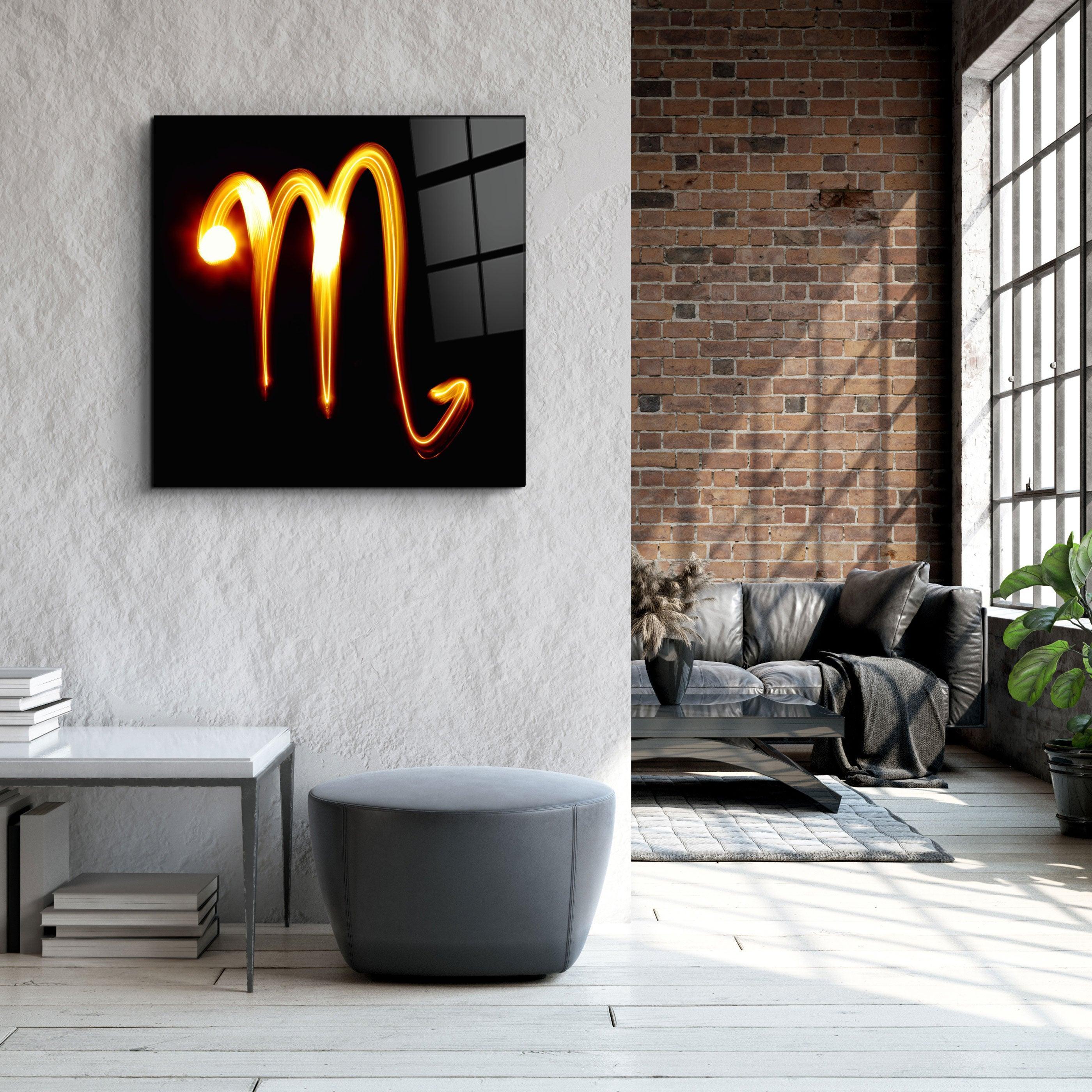 ."Scorpio Zodiac Symbol". Glass Wall Art - ArtDesigna Glass Printing Wall Art