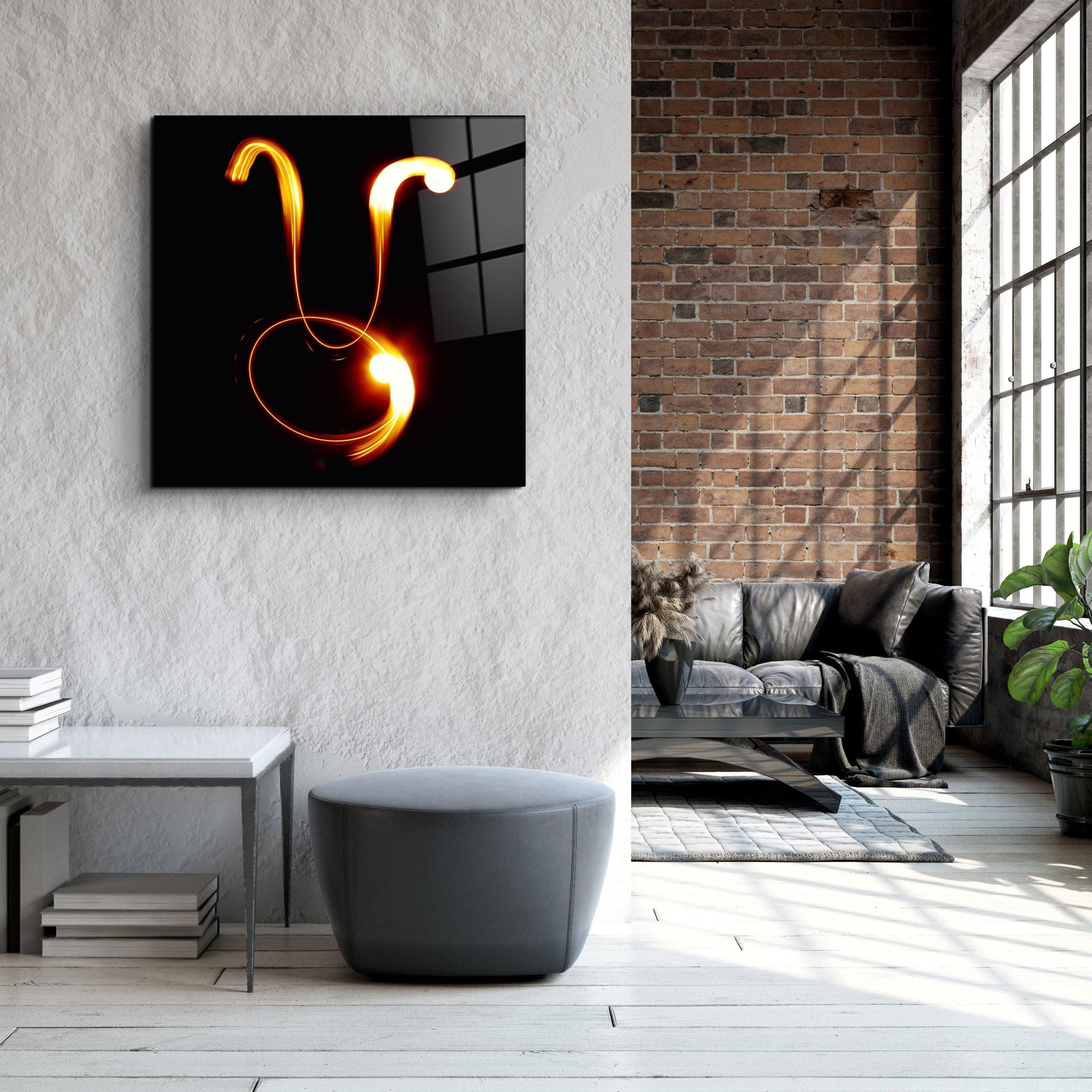 Zodiac Symbols in Black Glass Wall Art - Artdesigna
