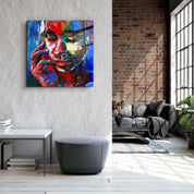 ・"Abstract Colors Woman Portrait"・Glass Wall Art - ArtDesigna Glass Printing Wall Art