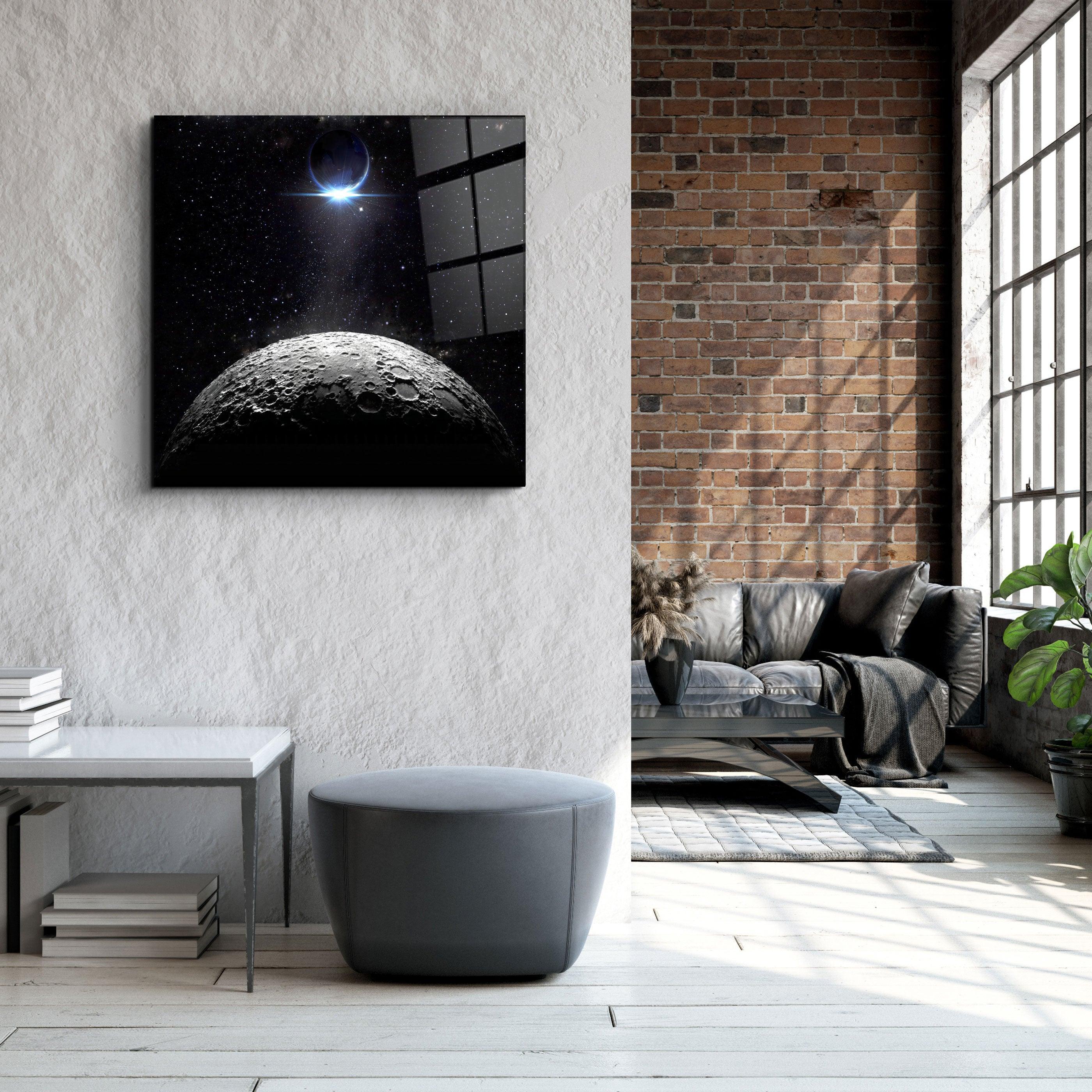 ・"Moon and Earth"・Glass Wall Art - ArtDesigna Glass Printing Wall Art