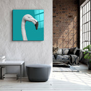 ・"Flamingo - Green"・Glass Wall Art - ArtDesigna Glass Printing Wall Art